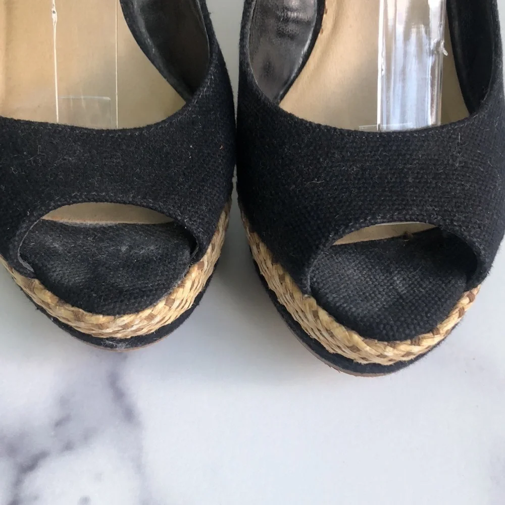 Steven by Steve Madden Black Canvas Mary Jane Style Wedges Size 6M
